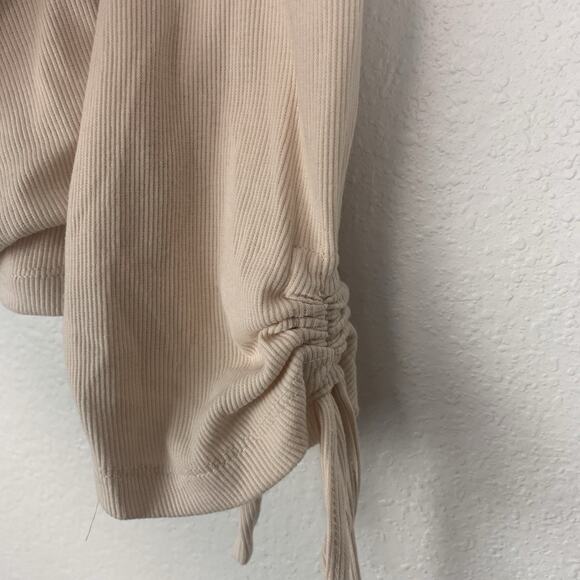 1. STATE Shirt Womens 3X Surplice Ribbed Cream Balletcore Faux Wrap Sleeve Ties - Picture 3 of 9